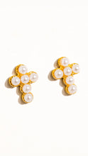 Load image into Gallery viewer, Cosmic Dainty Pearl Cross Studs
