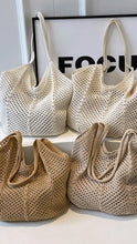 Load image into Gallery viewer, Cosmic Natural Knit Shoulder Tote
