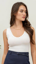 Load image into Gallery viewer, Cosmic Remi White Scalloped Tank
