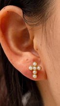 Load image into Gallery viewer, Cosmic Dainty Pearl Cross Studs
