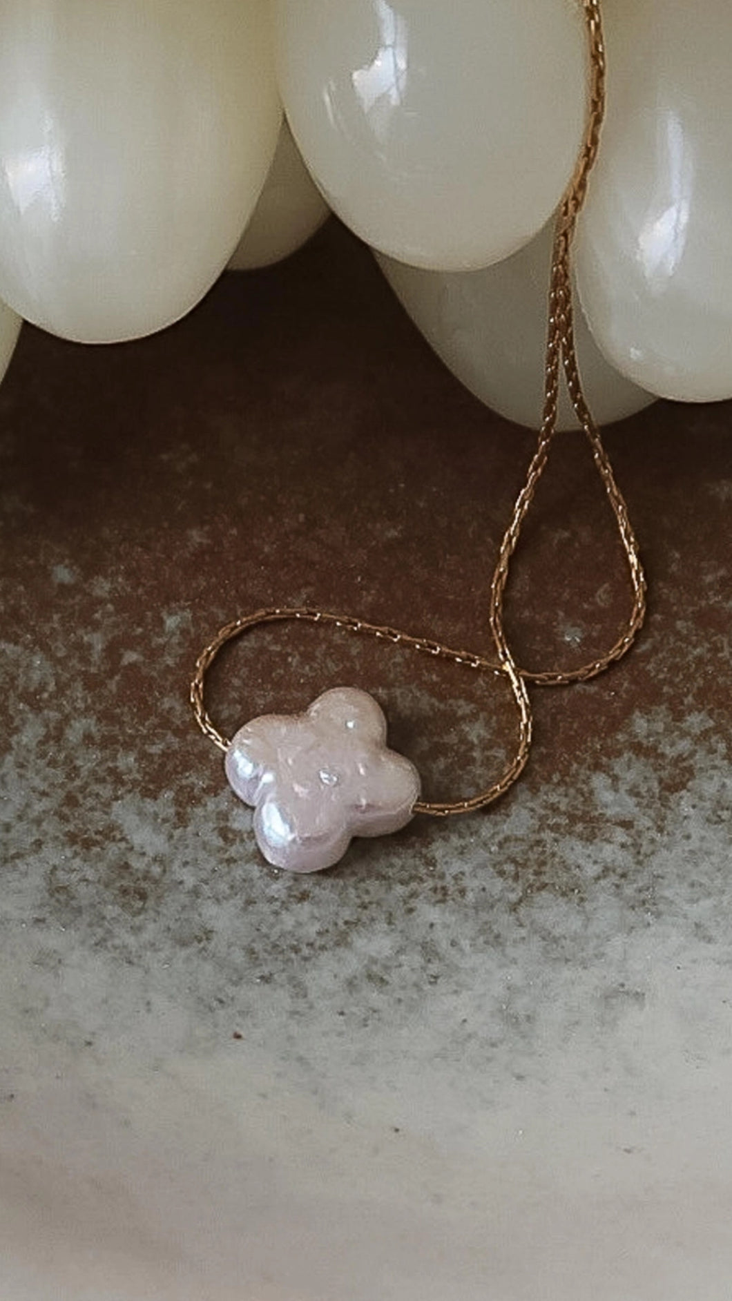 Cosmic Clover Pearl Necklace