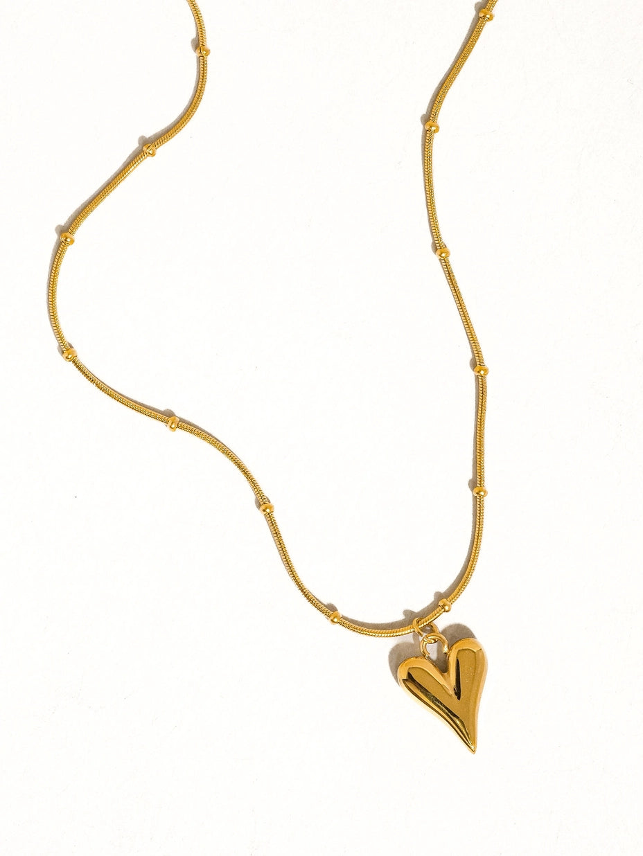 Cosmic Beaded Heart Chain Necklace