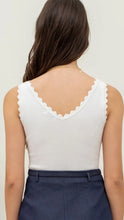 Load image into Gallery viewer, Cosmic Remi White Scalloped Tank
