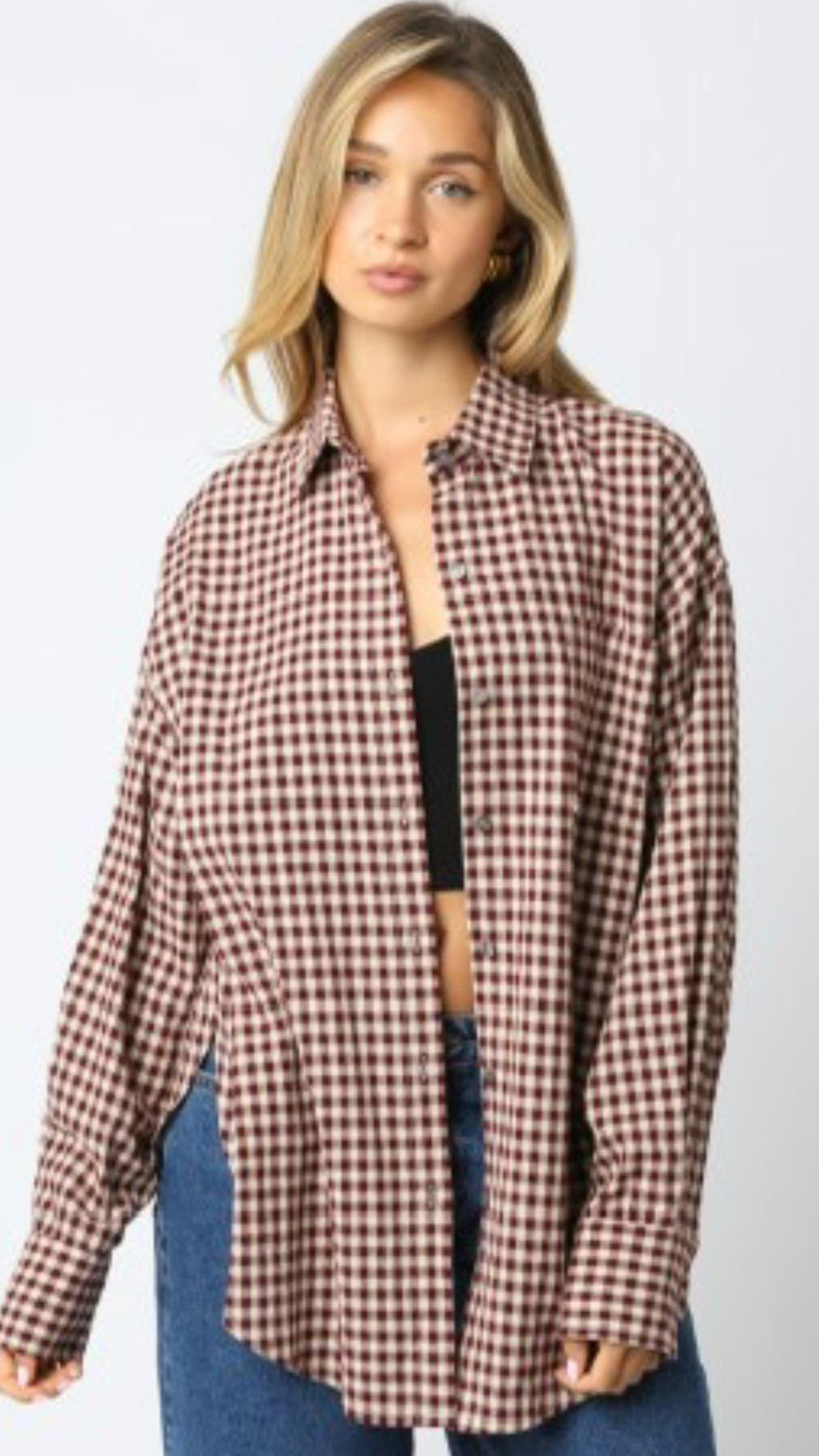 Cosmic Gingham Oversized Top