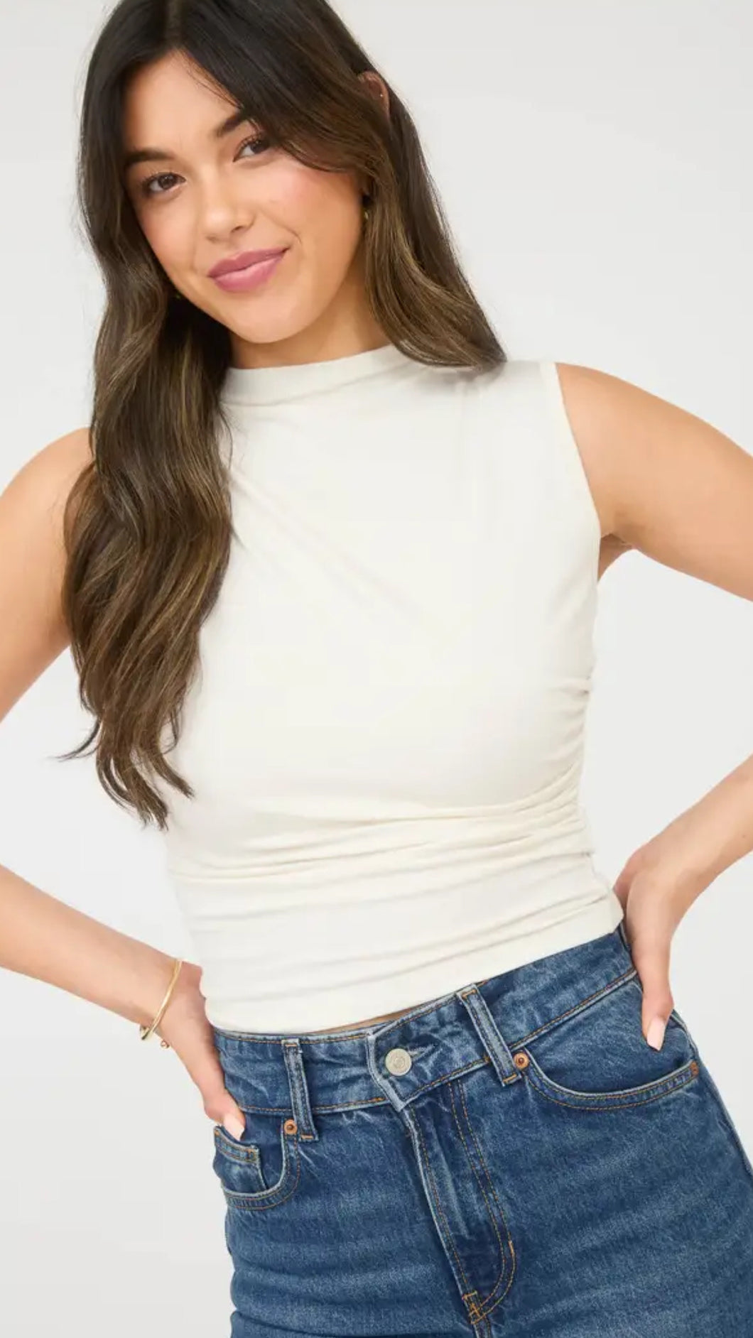 Cosmic Molly Mock Cream Top