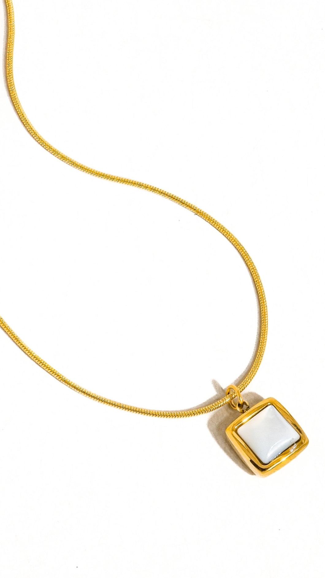 Cosmic Shell Square Charm Necklace
