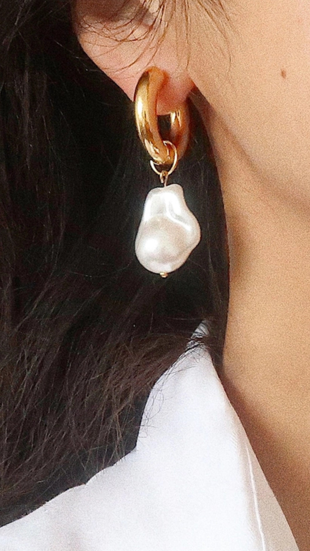 Cosmic Pearl Bling Hoop