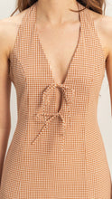 Load image into Gallery viewer, Cosmic Ember Caramel Check Mini Dress
